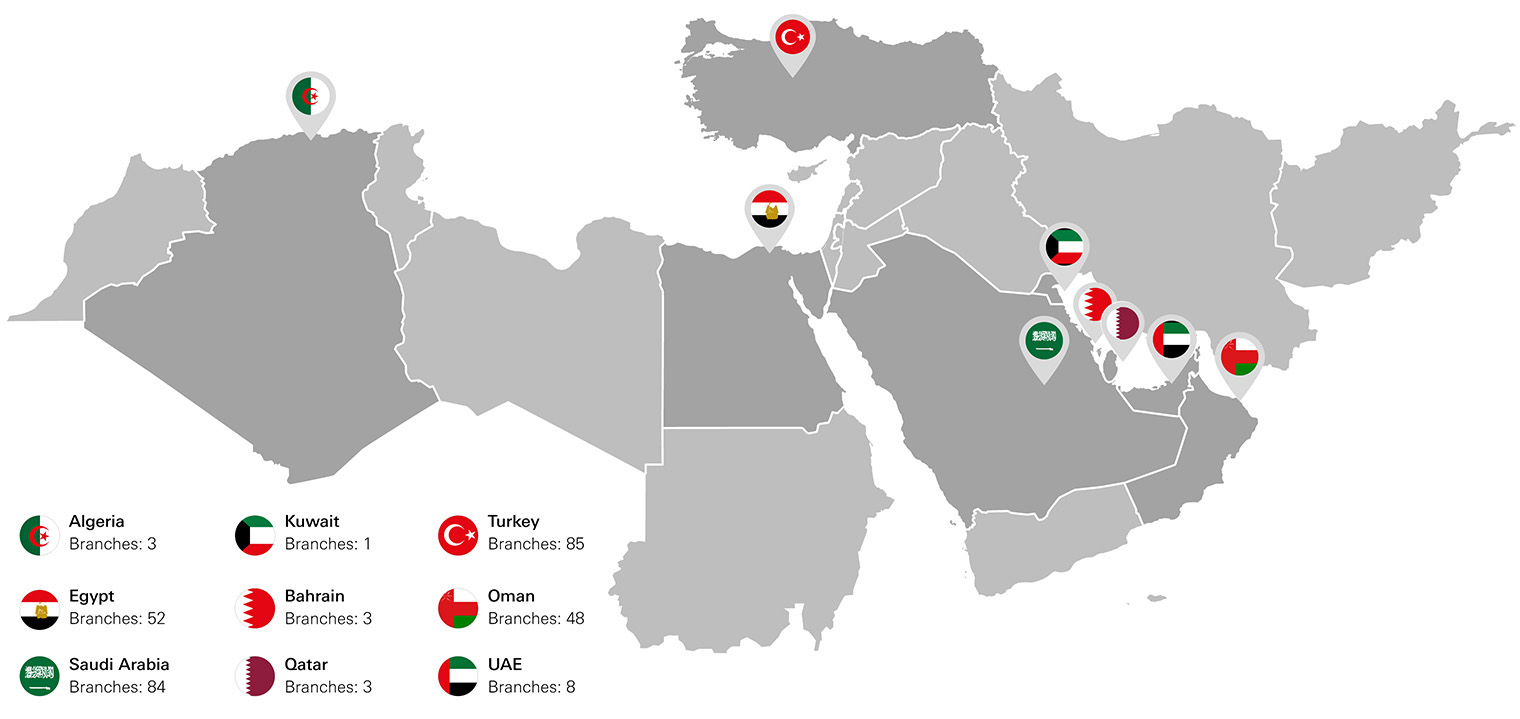 HSBC operations map in MENAT region